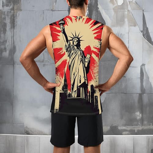 Image of Zhyaj Summer Tanks Top for Men Flag Graphic Print Sleeveless Shirts Casual Working Out Vest T-Shirts Loose-Fit Men's Tank