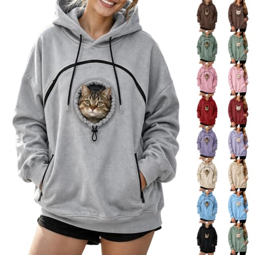 Pet Pouch Hoodie for Women Oversized Pet Carrier Hoodies with Zip Pet Pouch - image 1