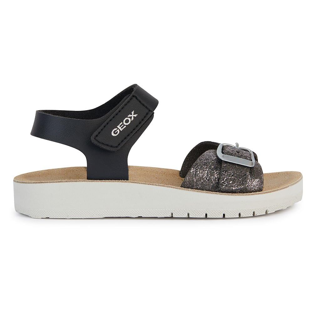 Geox Girls J Costarei Gi Sandal, Black, 8.5 UK Child