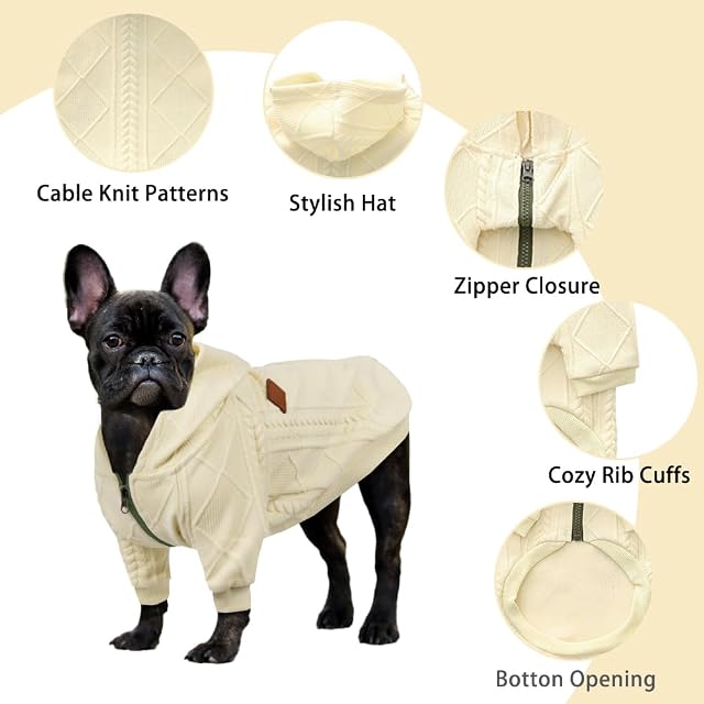Foto 4 de 7 de meioro Suéter de Perro Ropa para Mascotas con Capucha y Cremallera Ropa para Perros y Gatos Paño Tibio…