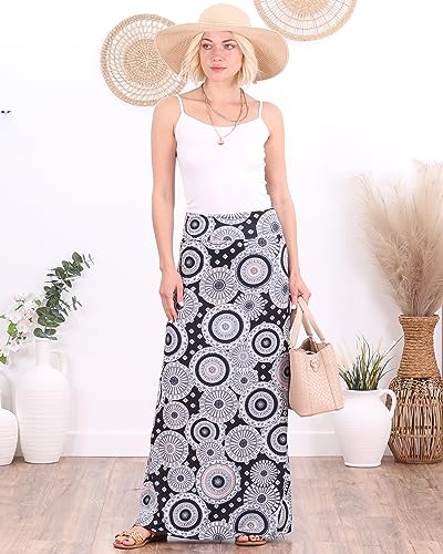 Image of Popana Long Maxi Skirt for Women, Flowy Long Skirts for Women | High Waisted Soft Trendy Rayon, Sundress Convertible Skirt, Long Length Bodycon Maxi Skirt, Petite and Plus Size