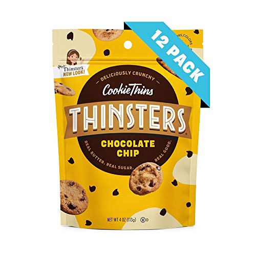 Image of Thinsters Cookie Thins Chocolate Chip, Non GMO, Peanut Free, 4 Ounce, Pack of 12