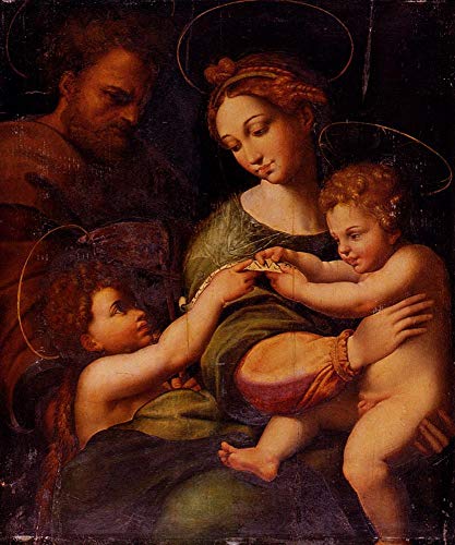 Tableau à l'huile Sainte Famille Raphaël : une œuvre d'art spirituelle gravée de sérénité