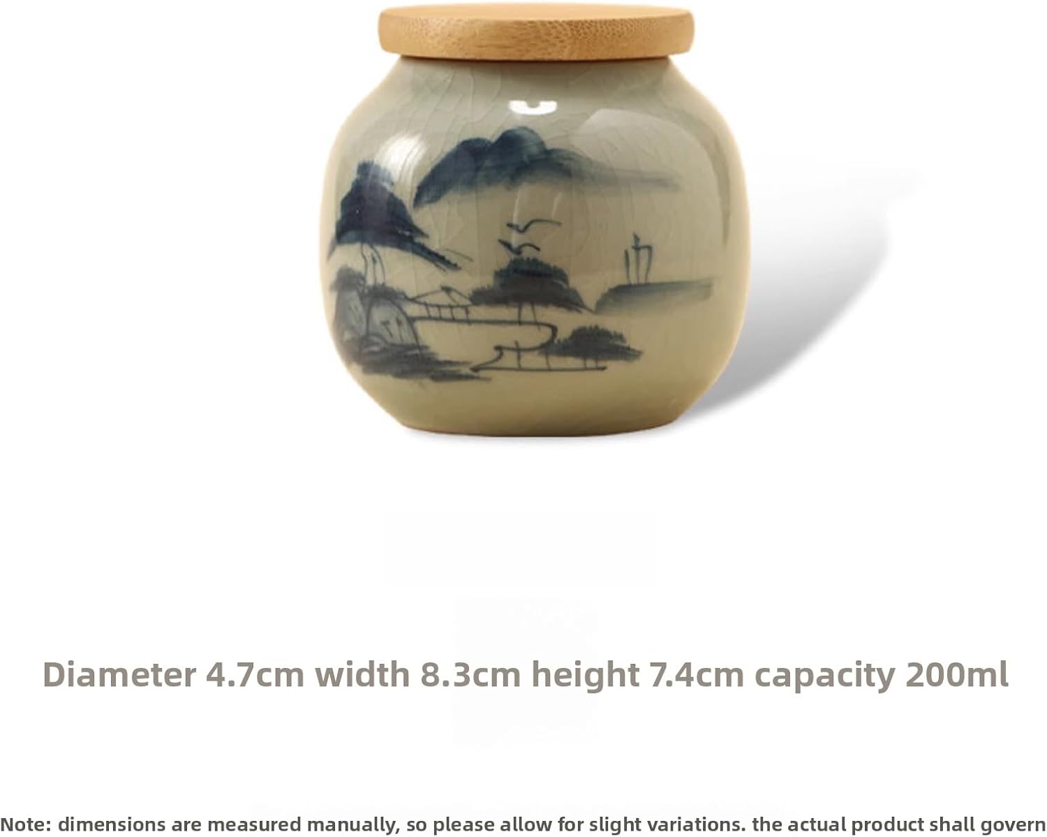 Underglaze Color Hand-drawn Ceramics Tea Caddy, 200ml 6.8oz, Chinese Retro Style Sealed Jar Kungfu Tea Set