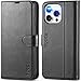 TUCCH Case Wallet for iPhone 15 Pro Max, RFID Blocking 4 Card Holder Kickstand Shockproof TPU Inner Case, PU Leather Magnetic Flip Folio Cover, Black