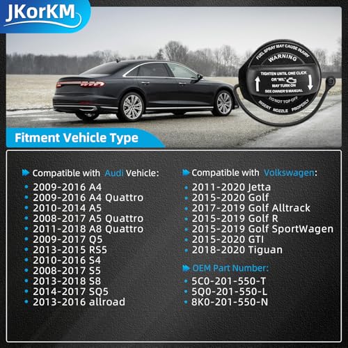 Image of Gas Cap, Fuel Tank Cap For Audi A4 A5 A8 Quattro Q5 RS5 S4 S5 S8 SQ5 Allroad,For Volkswagen VW Jetta, Golf Alltrack R SportWagen Replacement OEM 5C0-201-550-T 5Q0-201-550-L 8K0-201-550-N