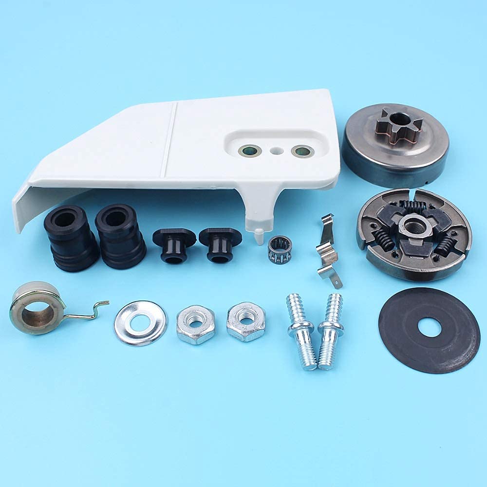 Cubierta de la rueda dentada lateral de la barra con kit de amortiguación AV de gusano de tambor de embrague compatible con STIHL 017018 MS170 MS180 Repuestos de motosierra