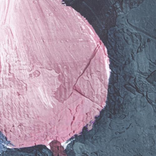 DRW Bild auf Leinwand mit natürlichem Holzrahmen mit Blumen und Blättern in rosa und grünen Tönen, 142,4 x 102,4 x 4,3 cm