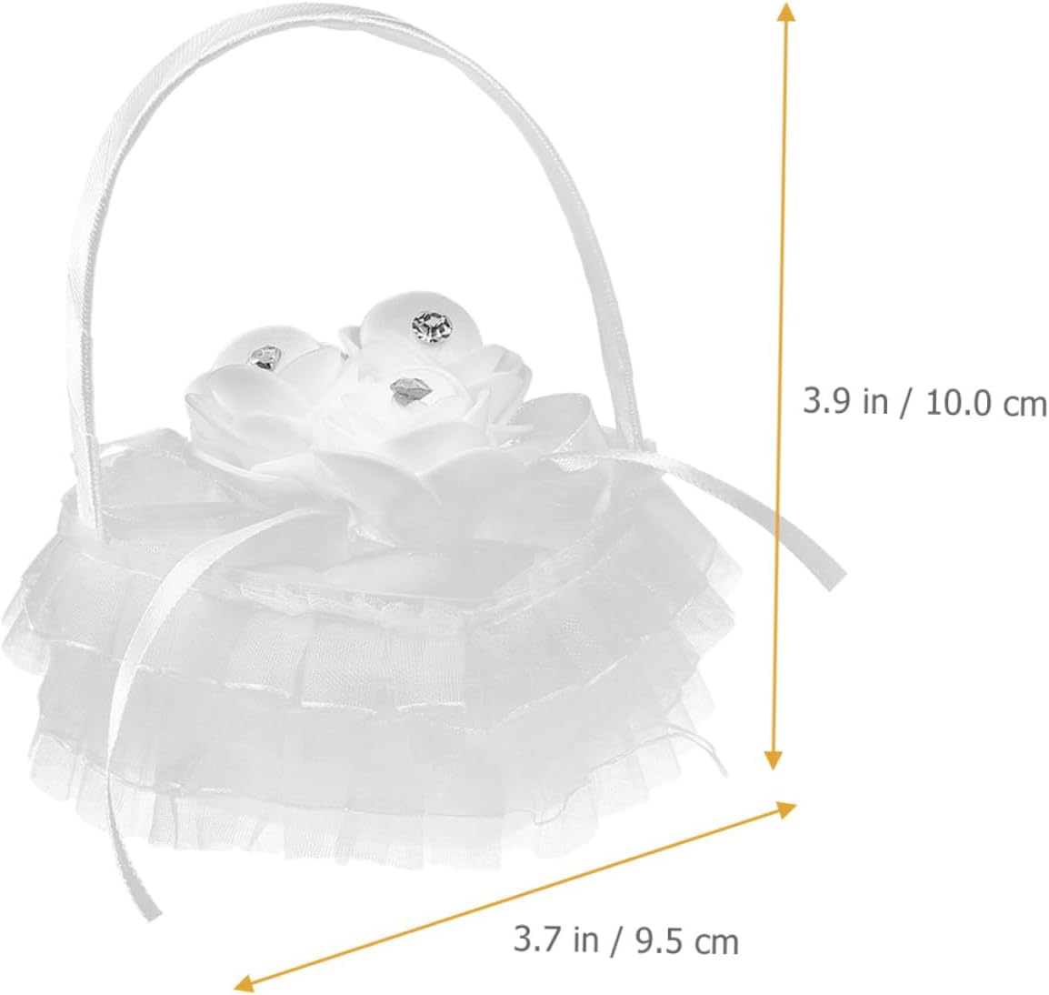 FUOYLOO Wedding Ring Pillow Set 2pcs Heart-Shaped Lace Flower Decoration with Rhinestones White Ring Bearer Cushion for Wedding Ceremony Party
