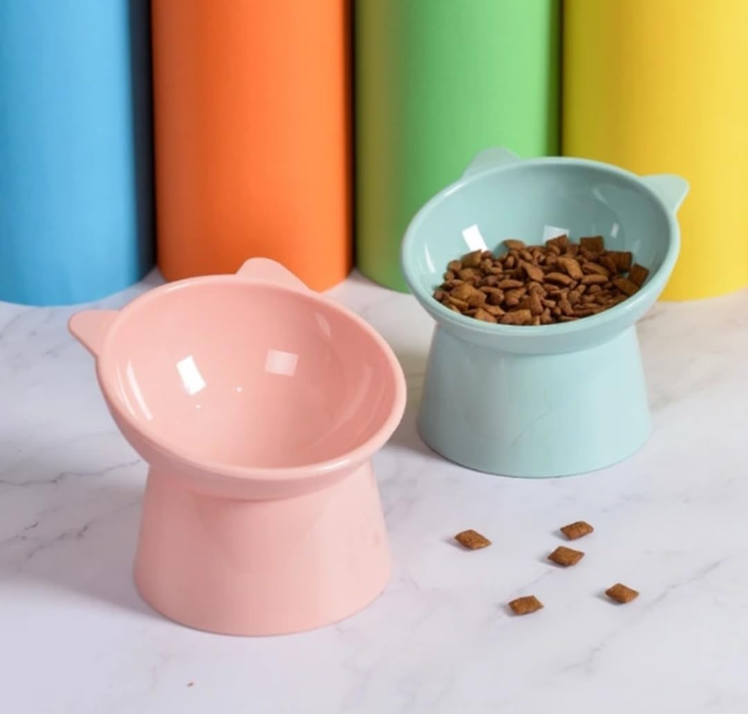 High Elevated Cat and Dog Food or Water Bowl Anti-Vomit Support, aids with Proper Feeding Posture