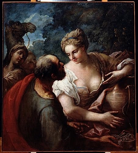 Toile Tiziano Vecelli Rebekah At the Well pour décoration salon élégant