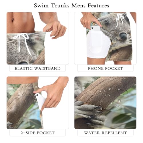 Lovely Koala Men's Swim Trunks with Liner Quick Dry Beach Shorts Swimwear Bathing Suit S-XXL2