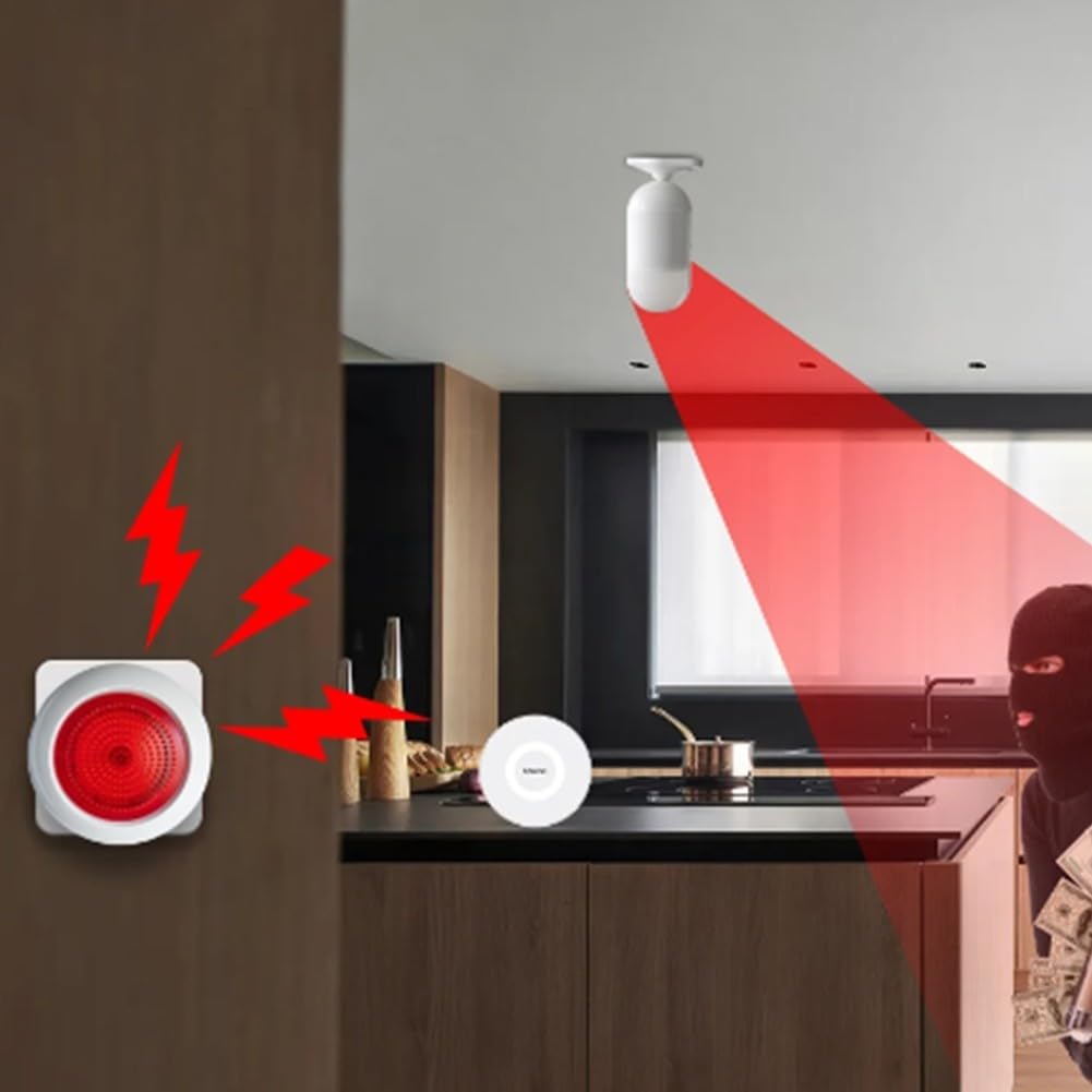 Sirène d'alarme pour Tuya sans fil pour Zigbee3 0, son et flash puissants, installation Plug and Play, système d'alarme de liaison