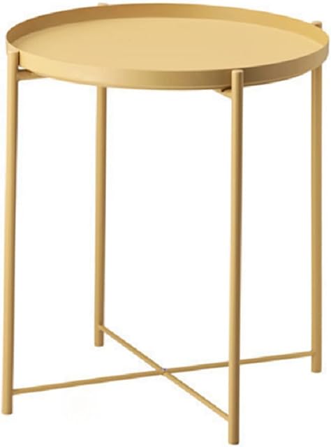 LiRuiPengBJ Side Table Metal Tray End Table, Folding Round Accent Coffee Side Table, Waterproof Small Coffee Table for Living Room Bedroom Balcony and Office Corner table (Color : Gold)