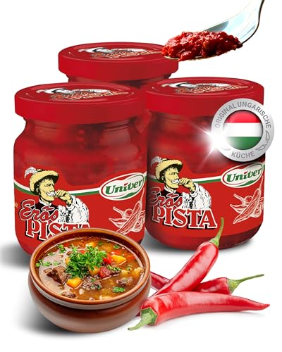 Univer Erős Pista Paprikamark scharf 3x 200g [Scharfe Paprikapaste aus Ungarn] Starker Stefan direkt vom Hersteller für Gulasch, Eintöpfe, BBQ – Authentisch Würzig & Vielseitig