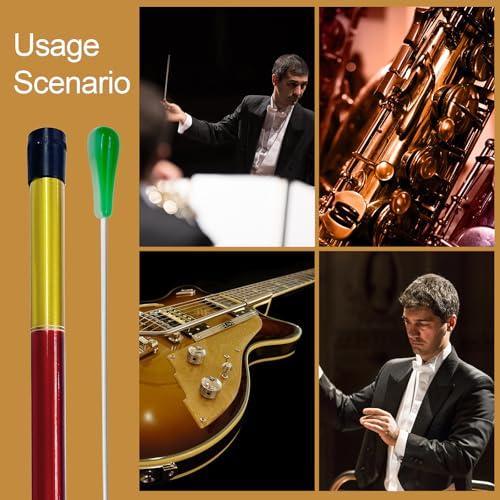 image for Marvexi 1Pcs 15Inch Green Orchestra Conductor Baton with Imitation Aga