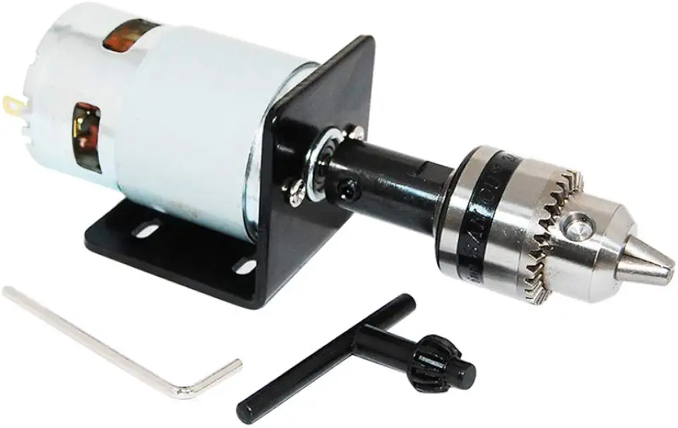Mini motor elétrico 775 DC 12V/24V com mandril de broca B10 e suporte de montagem no assento, mini serra de mesa para corte/polimento