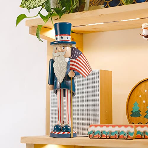 Ki Store Patriotic Nutcracker 15-Inch Set Of 3 Wooden Nutcracker Figurine Uncle Sam Army Soldier With Usa Flag For Presidents Day 4Th Of July Indepedence Day #TOP3