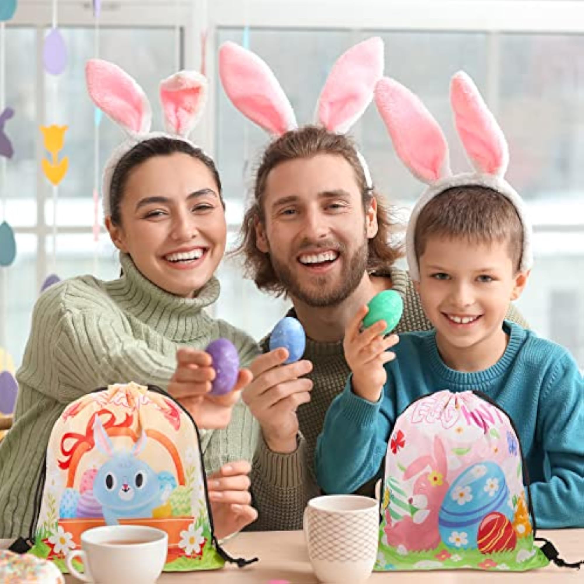 24 Pieces Easter Party Drawstring Backpack Gift Bags