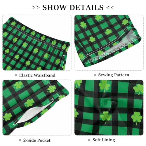 Check Clover Pattern Pajama Pants Short Sleep Pants Pajama Bottoms Elastic Waist with Pockets 6-14 Years3
