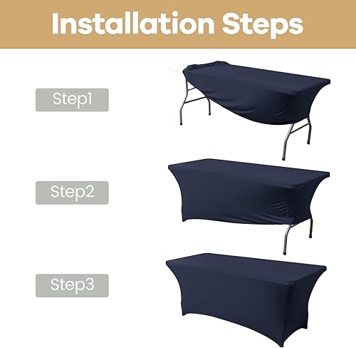 Miniatura 4 de Mantel de elastano elástico de 6 pies, lavable y resistente a las arrugas, para cocina, mesa rectangular ajustable para fiestas, banquetes, bodas,