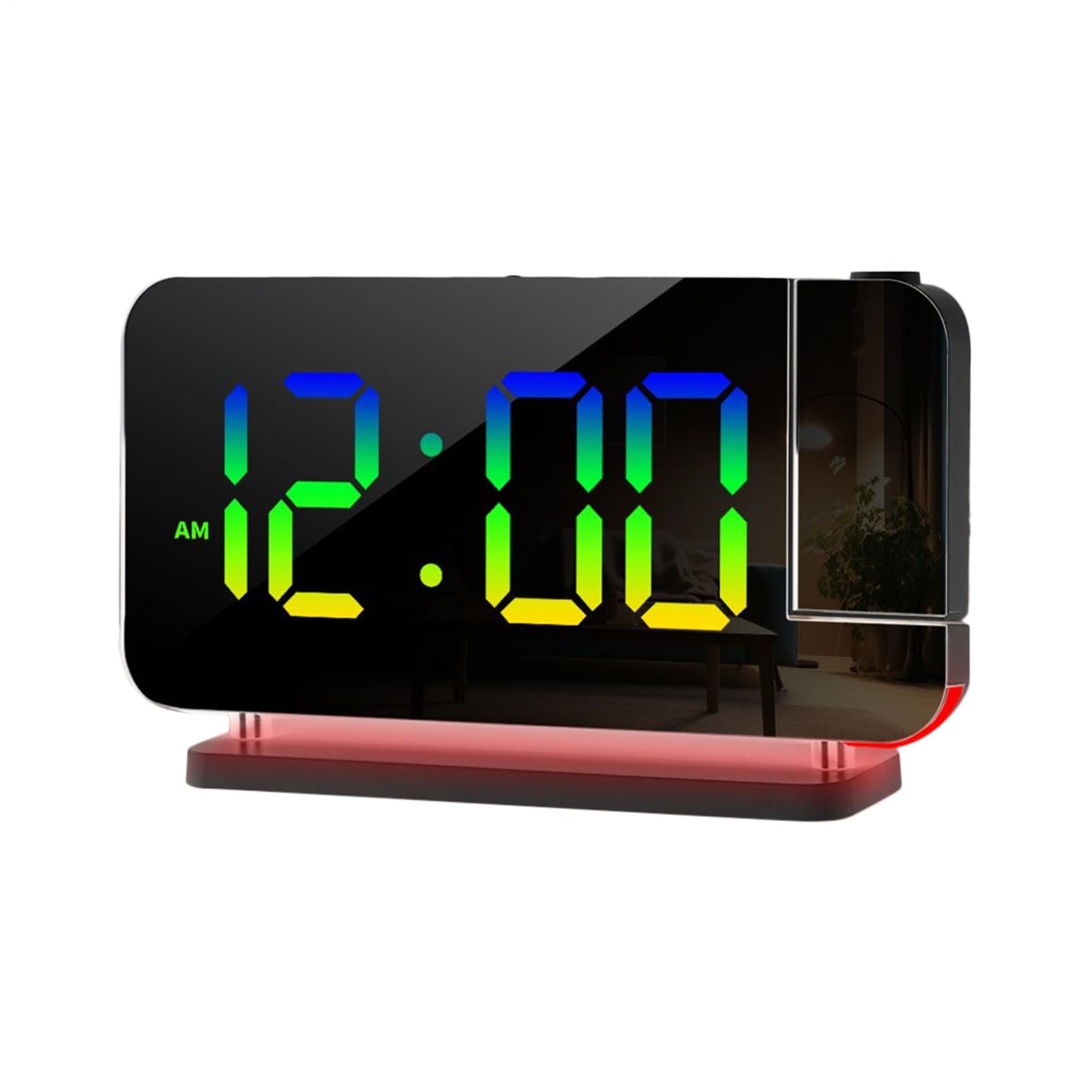 Réveil numérique à projection LED rotatif à 180° pour table de nuit