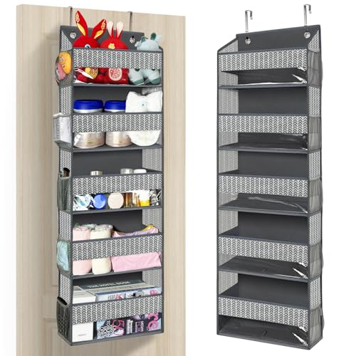 Image of VERONLY Over the Door Organizer, Large Hanging Storage Organizer with 5 Large Pockets and 10 Side Pockets for Bedroom, Bathroom, Pantry, Closet, Nursery, Dorm (Grey)