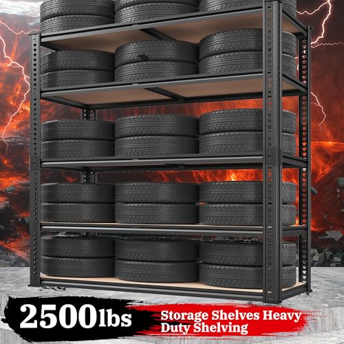 REIBII-72H-Garage-Shelving-2500LBS-Storage-Shelves-Heavy-Duty-Shelving-5-Tier-Metal-Shelves-for-Garage-Shelves-Adjustable-Shelving-Units-and-Storage-for-Closet-Pantry-Shelf-72-H-x-40-W-x-197-D