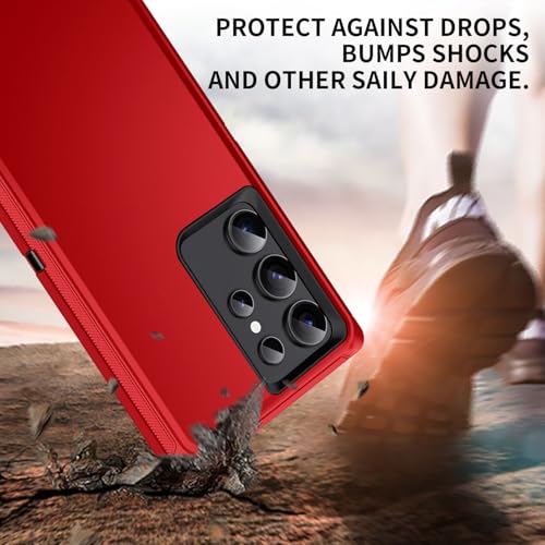 Mieziba for Galaxy S23 Ultra Case,Heavy Duty Shockproof Dust/Drop Poof 3 Layers Full Bady Protection Rugged Cover Case for Galaxy S23 Ultra,Red/Black by Mieziba - Used condition - Image 2