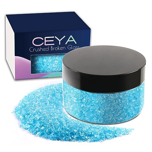 Ceya 5.3oz/ 150g Crushed Irregular Glass Baby Blue Metallic Crystal Chip