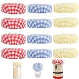 Paquete de 12 fundas de tela de algodón para tarros de iniciación de masa madre de tela transpirable para tarros de masón, cubiertas de fermentación, fundas de algodón reutilizables a prueba de masa
