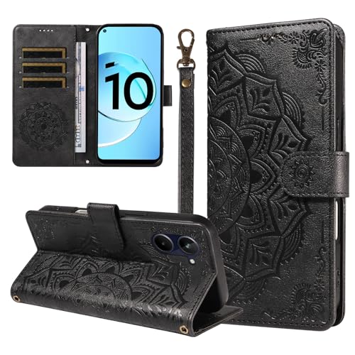 �X�}�z�P�[�X �Ή��@�� for Realme 10 4G �X�}�z�P�[�X�y�t���b�v�� �X�^���h�t�� �J�[�h�z���_�[ �������[ �}�O�l�b�g���� �E�H���b�g�zBlack