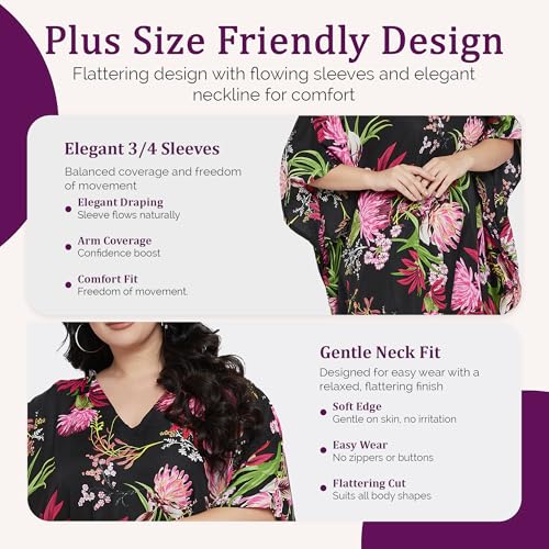 Image of Oussum Women Polyester Casual Long Plus Size Beach Caftan Cover Up Maxi Dress 1X-3X Summer Kaftan Dresses for Women