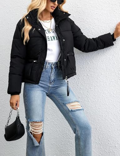 hathne Women's Cropped Puffer Jacket Winter Warm Puffy Quilted Lightweight Jackets Coats4
