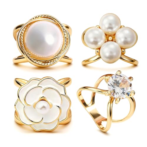 Image of 2 Pcs Scarf Ring Clips for Women Metal Shirt Tightener Cinch Buckle for Silk Scarf Shawl Blouse Sweater T Shirt Clothing Accessories