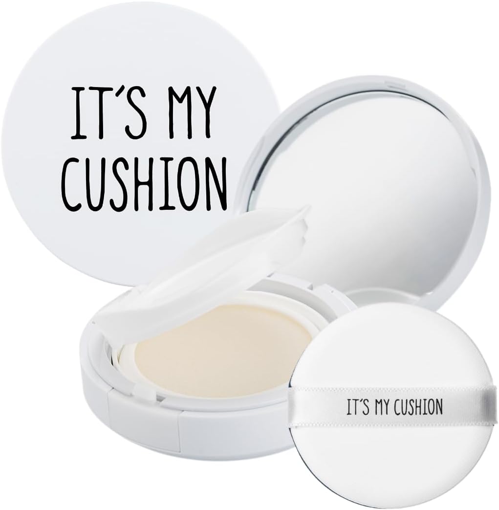 Empty DIY Cushion Compact Case - Durable Premium Portable Air Cushion Puff Box, White Cosmetic Container with Sponge Powder Puff and Mirror - DIY Custom Makeup Compact - Its My Cushion Case (15g)