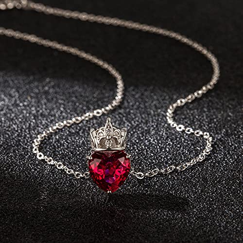Necklace Queen Niece Jewelry Party Princess For Girls Granddaughter Crystal Women Girl Pendant Crown Gift Teen For Daughter Birthday Necklaces Heart Necklaces & Chains For Women (Red, One Size) #TOP5