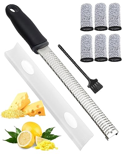 Enkifun Rallador de queso manual, rallador de limón, perfecto para queso parmesano, manzana, cítricos, ajo, mosca y más, acero inoxidable, hoja muy afilada, de acero inoxidable