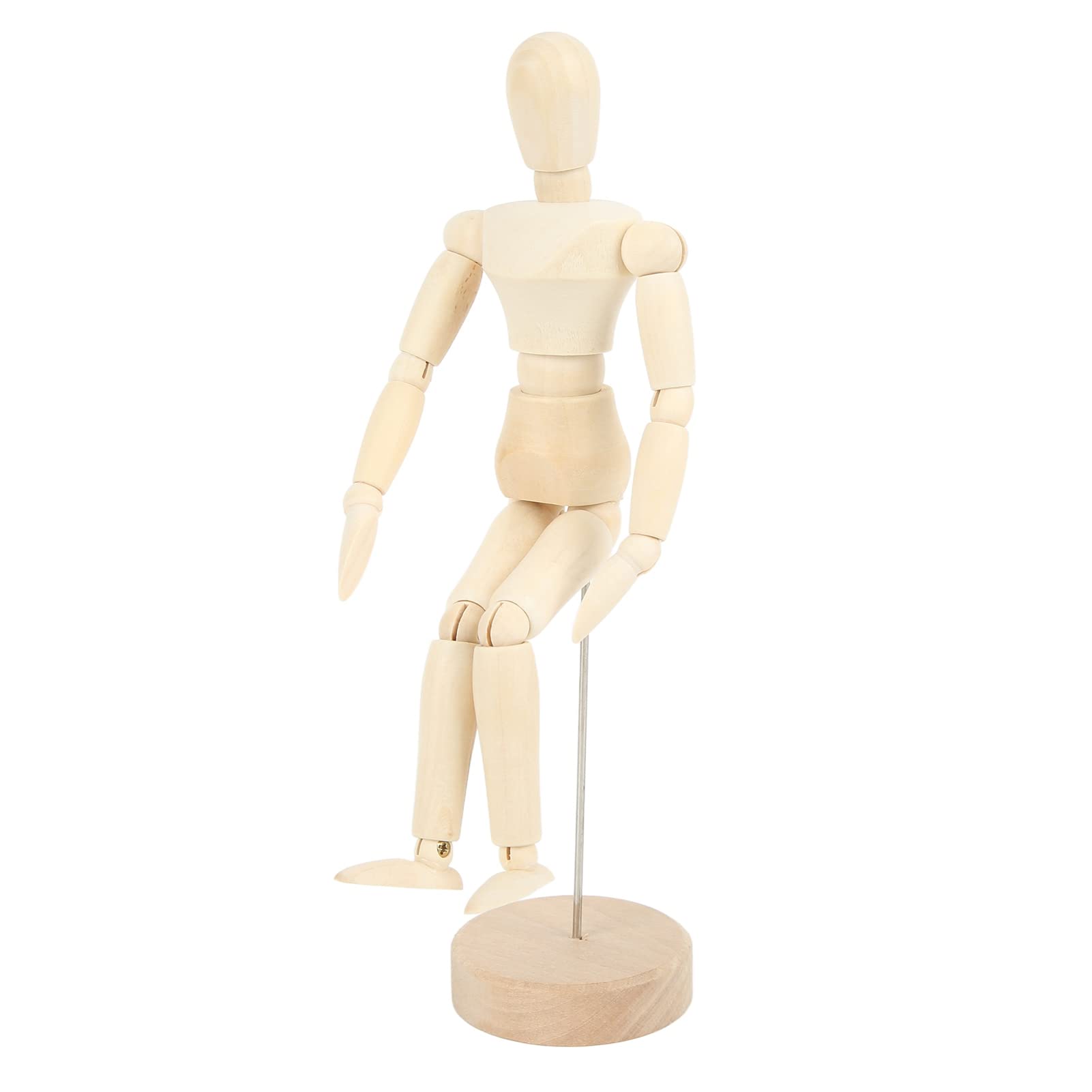 Cyrank 8 Inch Wooden Artists Manikin, Wood Artist Drawing Mannequin Model for Drawing Sketching Painting Artists Wooden Manikin with Base Human Figure Stand for Home Office Desk Decoration
