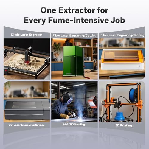 KQZ [Specialized] 210W Laser Fume Extractor 330m³/h Strong Suction for S1/F1/ M1/LU3 Most Laser Engraver, Solder Fume Extractor with Exhaust, Odor Smoke Purifier for Lasering Soldering 3D Printing by KQZ - Image 3