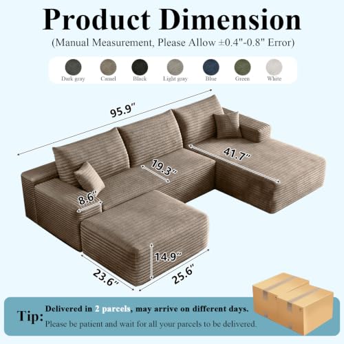 Image of Boneless Cloud Sectional Couch Modular Sofa with Ottoman for Living Room