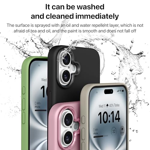 Image of eller sante Silicon Back Cover Case for iPhone 16 Plus Scratch Resistant TPU Shockproof 6ft Feet Drop Protection Support Mag-Safe Wireless Charging- Stone