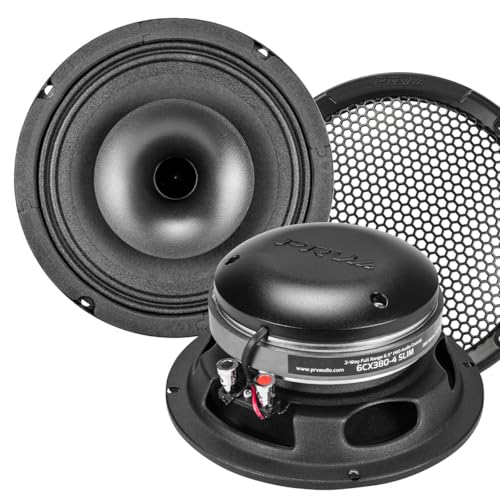 PRV AUDIO 6.5' Shallow Coaxial Car Audio Speaker 2X 6CX380-4 Slim Loudspeakers with Built-in Tweeter...