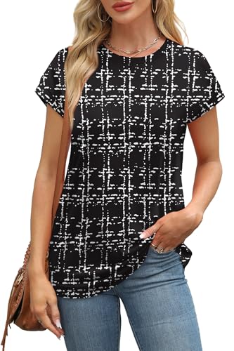Image of Alaroo Womens Summer Tops Short Sleeve Shirts Crew Neck Cute Trendy Tunic Blouses (S-3XL)