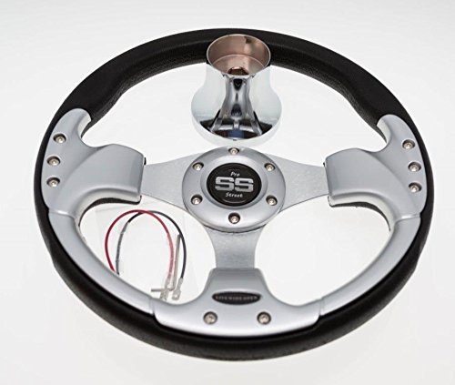 Club Car Precedent Steering Wheel with Hub Adapter - Black and Silver 2004+