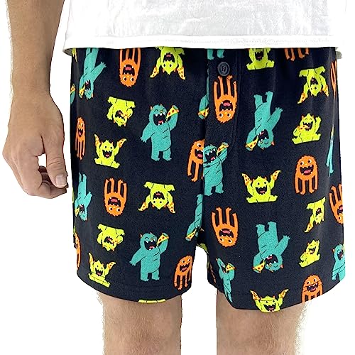 ROCK ATOLL Men's Soft Stretchy Relaxed Fit Patterned Cotton Jersey Knit Sleep Pajama Shorts
