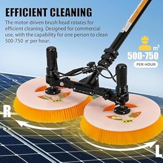 Macchina Elettrica per La Pulizia Dei Pannelli Fotovoltaici, Spazzola per La Pulizia a Spruzzo D'acqua per Pannelli Solari, Spazzola Rotante per La Pulizia Pannelli Fotovoltaici,3.5m-MainsElectricity