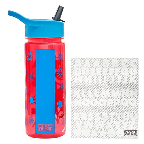 Marvel Spider-Man Personalised Sticker Water Bottle with Straw 500ml – Official Merchandise by Polar Gear Kids Reusable Non Spill BPA Free Tritan – Ideal For School Nursery Sports Picnic , Red & Blue - Image 3