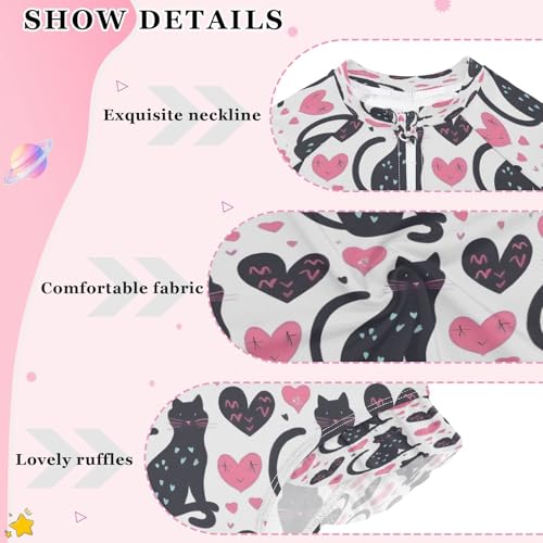 Black Cat with Love Girls Long Sleeve Swimsuits One Piece Zipper Bathing Suit UPF 50+ Rashguard Swimwear4