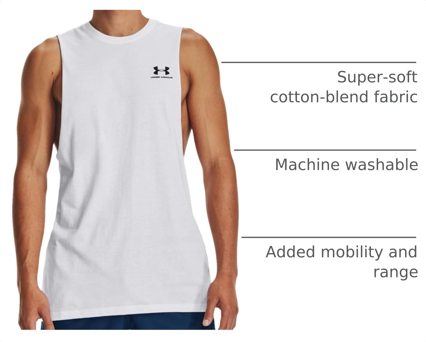 Under Armour Mens Sportstyle Left Chest Cut-Off T-Shirt product thumbnail 5